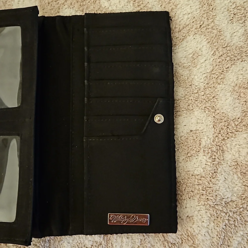 WHITING DAVIS BLACK SOLID  BEADED VTG‎ WALLET